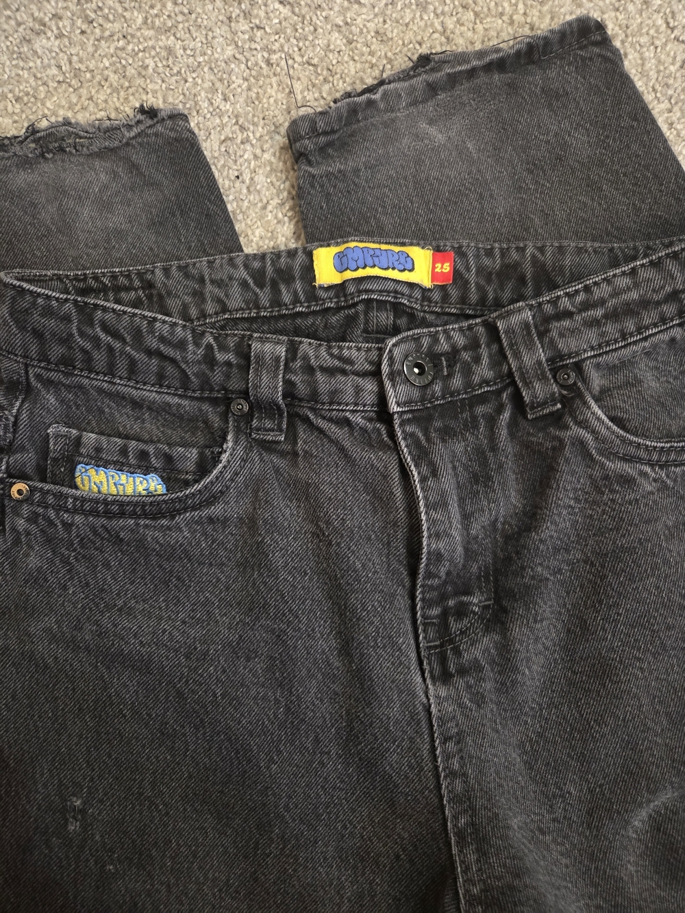 Empyre Charcoal Black Relaxed Baggy Fit Jeans 25x24